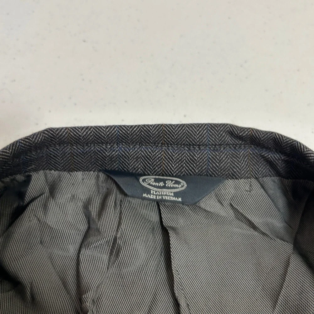 Pronto Uomo Platinum Mens Gray Herringbone 2-Button Blazer Sport Coat 54R